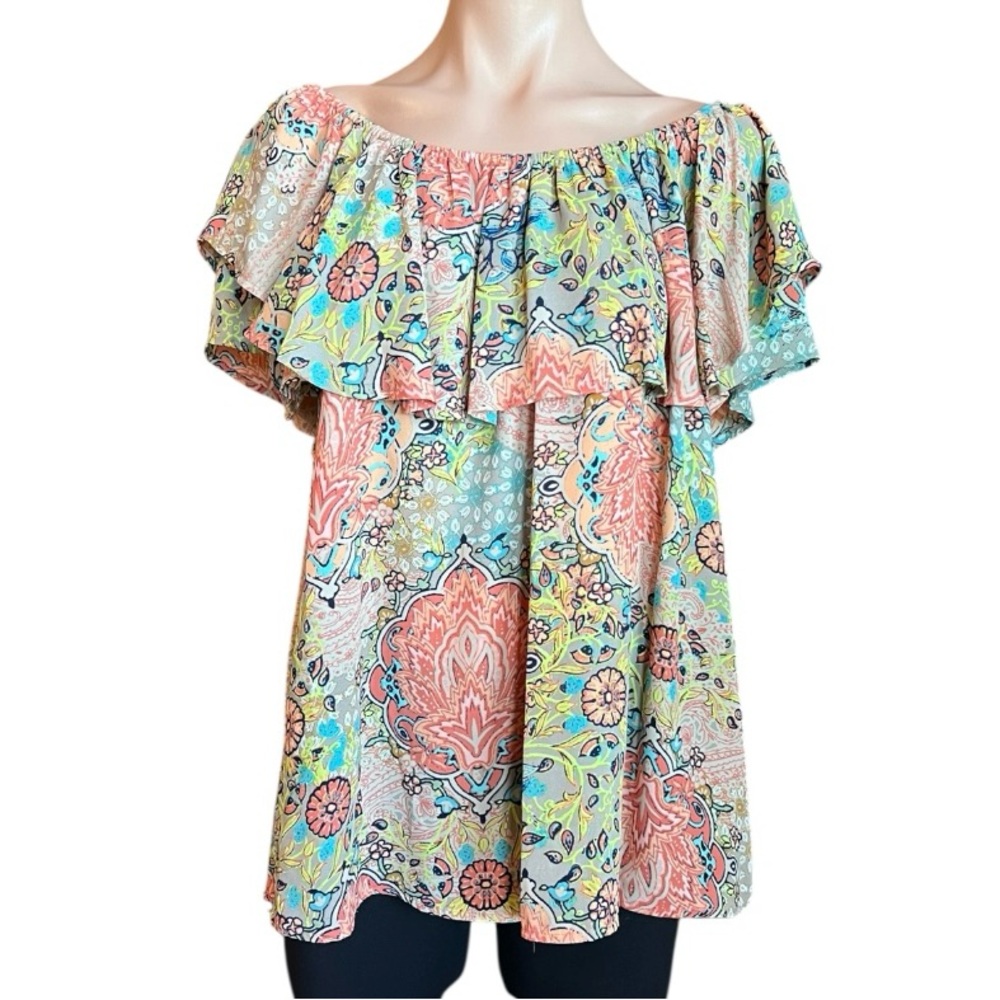 GNW Multicolor On/Off-Shoulder Blouse Women’s L NWOT